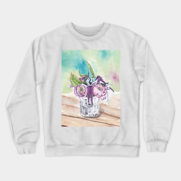 Ranunculus in a glass Crewneck Sweatshirt by feafox92